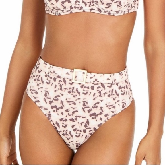 WeWoreWhat Emily Belted High-Waist Bikini Swim Bottom in Tortoise Shell - Picture 4 of 9